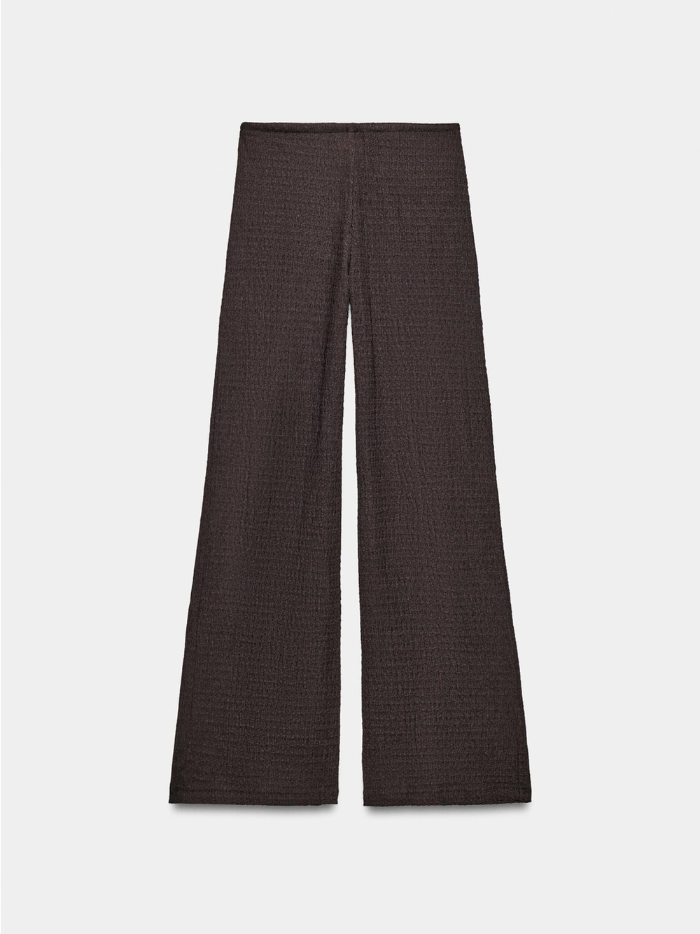 Zara Wide-Leg Knit Pants in Dark Brown